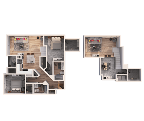 Floor plan for 2 beds, 2 baths, 1403 sqft